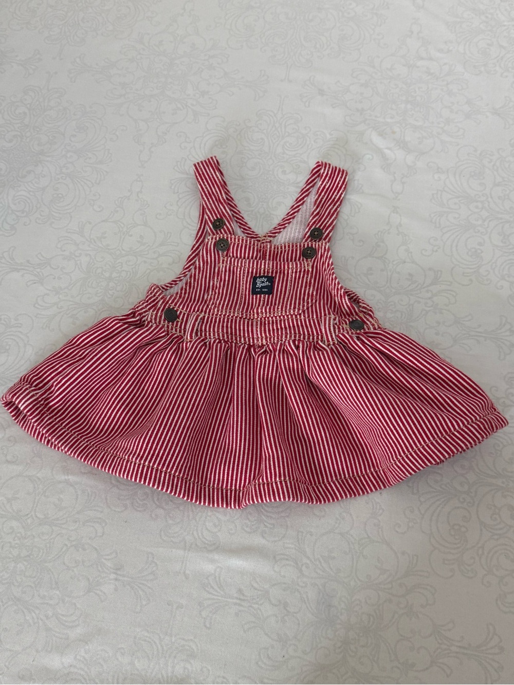 Baby B’Gosh Hickory Striped Skirtall Overall Dress Size 12 Months